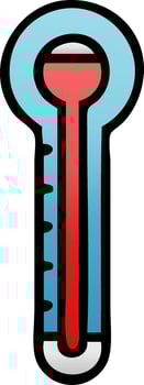 gradient shaded cartoon glass thermometer vector