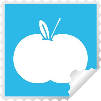 square peeling sticker cartoon juicy apple vector