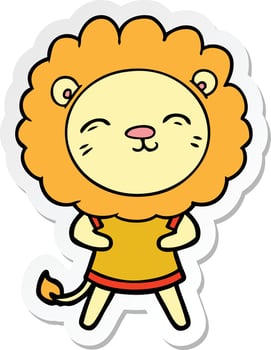sticker of a cartoon lion vector