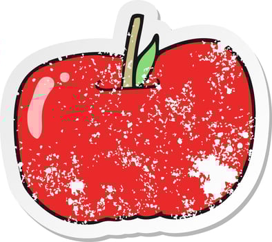 distressed sticker of a cartoon apple vector