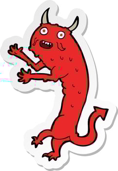 sticker of a cartoon devil vector
