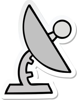 sticker of a cute cartoon satelite dish vector