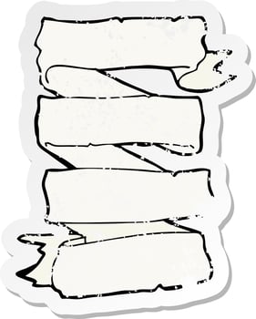 retro distressed sticker of a cartoon heraldic scroll banner vector