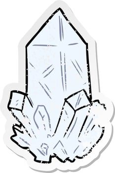 distressed sticker of a cartoon quartz crystal vector