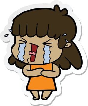 sticker of a cartoon woman vector