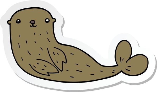 sticker of a cartoon seal vector