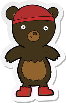 sticker of a cartoon cute black bear vector