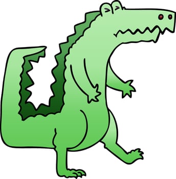 quirky gradient shaded cartoon crocodile vector