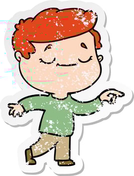 distressed sticker of a cartoon peaceful man vector