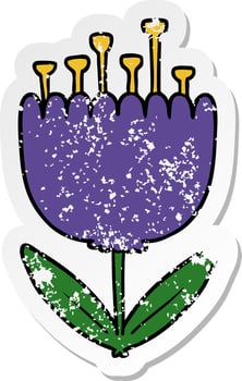 distressed sticker of a cartoon flower vector