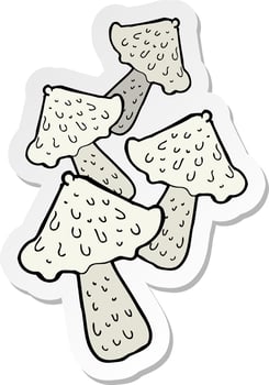 sticker of a cartoon mushrooms vector