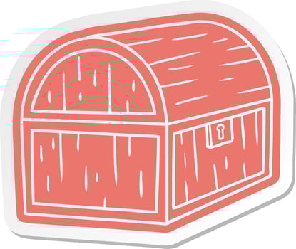 cartoon sticker of a treasure chest vector