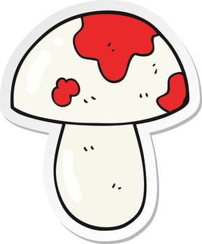 sticker of a cartoon toadstool vector