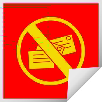square peeling sticker cartoon no post sign vector