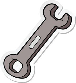 sticker of a cartoon spanner vector