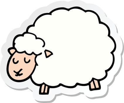 sticker of a cartoon sheep vector