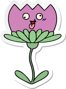 sticker of a cute cartoon flower vector