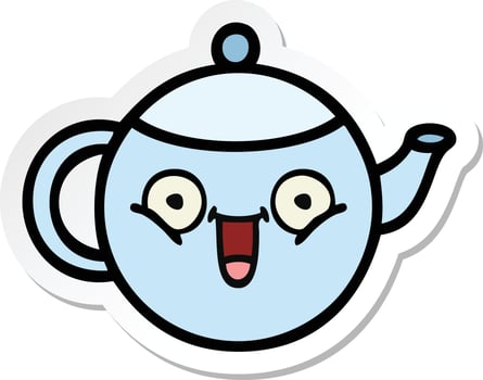sticker of a cute cartoon teapot vector