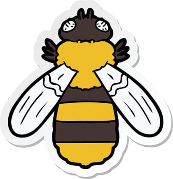 sticker of a cartoon bee vector