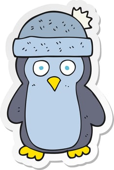 sticker of a cartoon penguin vector