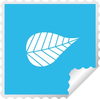 square peeling sticker cartoon green leaf vector