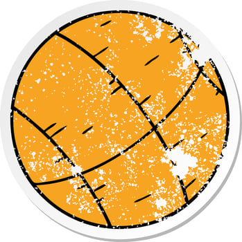 distressed sticker cartoon doodle of a basket ball vector