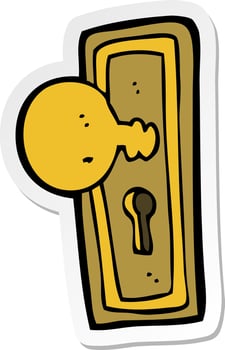 sticker of a cartoon door knob vector