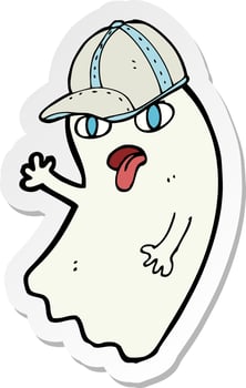 sticker of a cartoon ghost vector