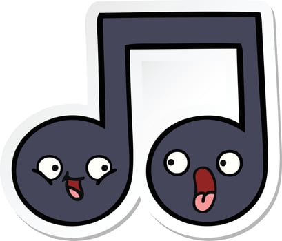 sticker of a cute cartoon musical note vector