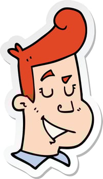 sticker of a cartoon happy man vector