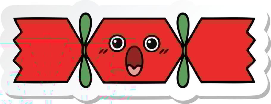sticker of a cute cartoon christmas cracker vector