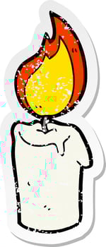 distressed sticker of a cartoon candle vector