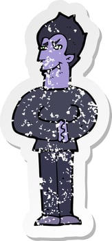retro distressed sticker of a cartoon vampire vector