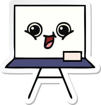 sticker of a cute cartoon white board vector