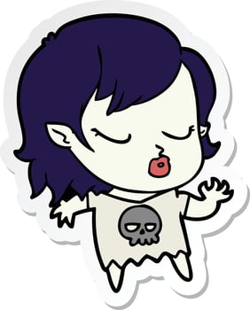 sticker of a cute cartoon vampire girl vector