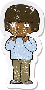 retro distressed sticker of a cartoon surprised man vector