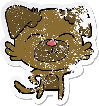 distressed sticker of a cartoon dog pointing vector