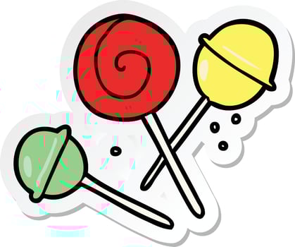 sticker of a cartoon lollipop vector