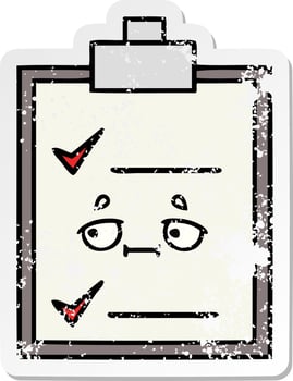 distressed sticker of a cute cartoon check list vector