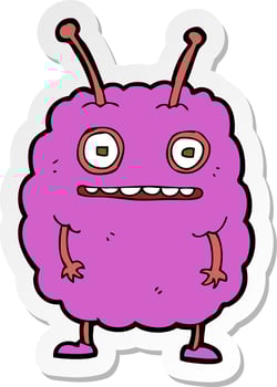 sticker of a cartoon funny alien monster vector