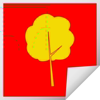 quirky square peeling sticker cartoon tree vector