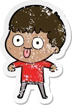 distressed sticker of a cartoon man staring vector