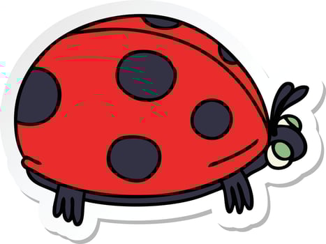 sticker of a quirky hand drawn cartoon ladybird vector