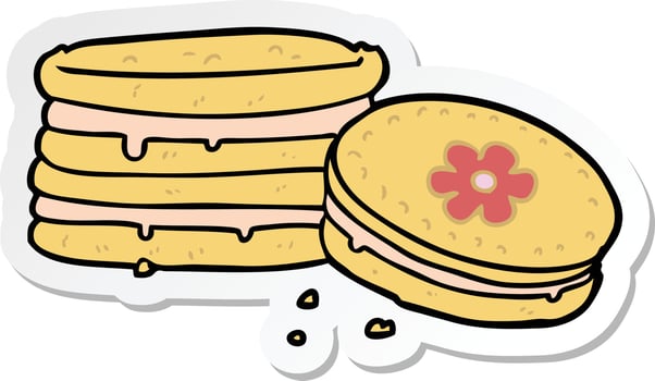 sticker of a cartoon biscuit vector