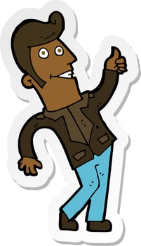 sticker of a cartoon man giving thumbs up sign vector