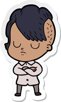 sticker of a cartoon woman vector