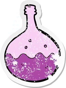 retro distressed sticker of a cartoon bubbling chemicals vector