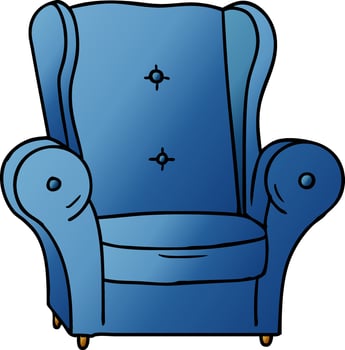 gradient cartoon doodle of an old armchair vector