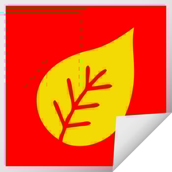 square peeling sticker cartoon autumn leaf vector