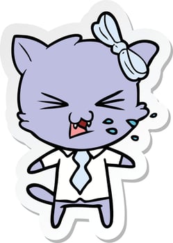 sticker of a cartoon cat vector